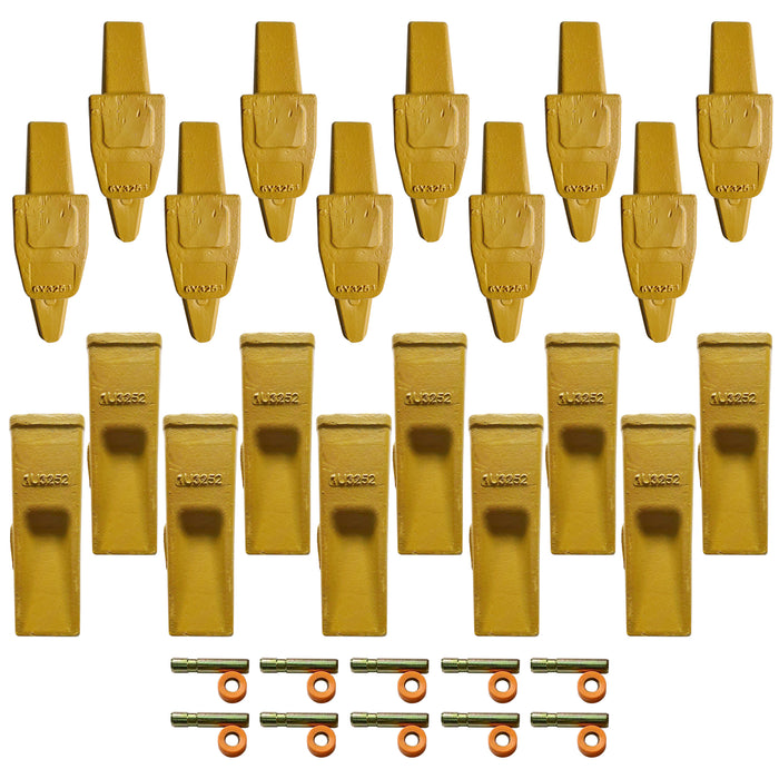 BDI Wear Parts Assembly Bucket Teeth 1U3252 / Adapter 6Y3254 / Pins for Caterpillars J250-10 Set