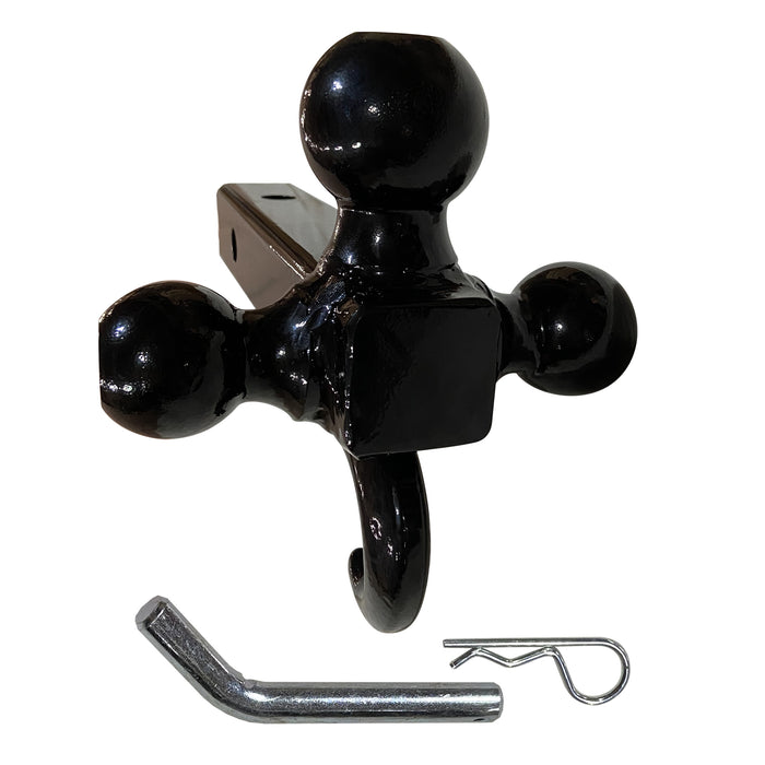 BDI Wear Parts 2" Trailer Receiver Hitch Tri Ball Mount with Hook and Pin, Sized 1-7/8"(MAX GTW 2000 lbs), 2" (MAX GTW 6000 lbs), 2-5/16" (MAX GTW 7500 lbs) Black Plated Balls, Hitch Ball, Tow Hitch