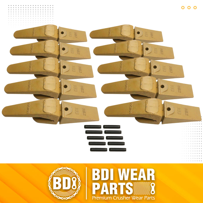 BDI Wear Parts Assembly Adapter 552X156 Bolt On Shank / X156 Bucket Teeth / P156 Flex Pin for Bobcat Skid Steer Caterpillar Hensley Style Mini Excavator - 10 Set