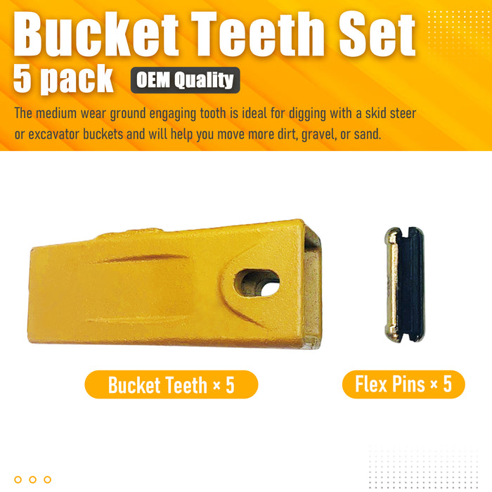 BDI Wear Parts 6737325 Bobcat Style Dirt Digging Bucket Teeth for Skid Steer and Mini Excavator Bucket Tooth with 6737326 Flexpins - 10 Pack