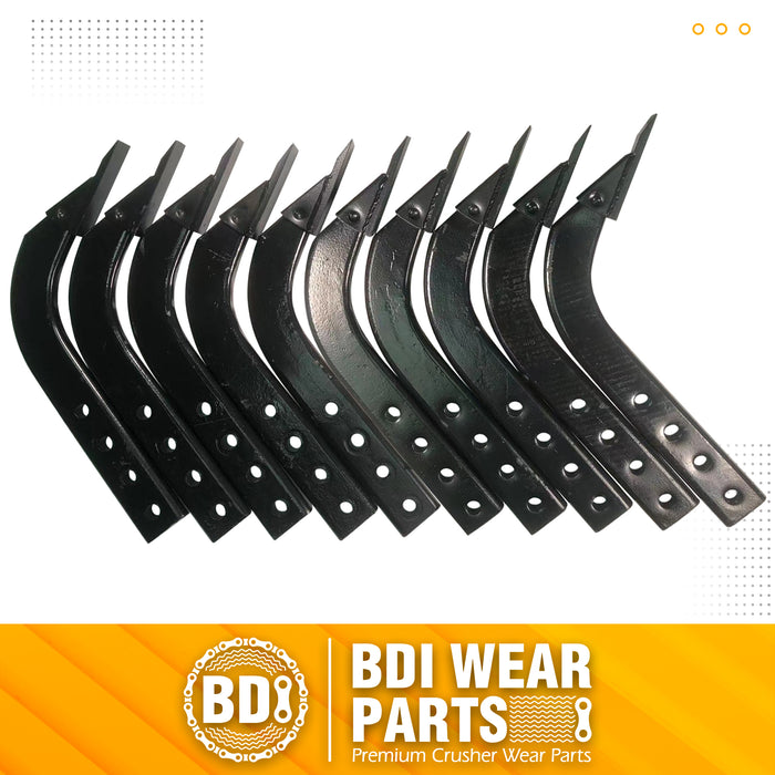 BDI Wear Parts Box Blade Ripper Shank, 18" Box Blade Ripper Teeth with Adjustable 4 Holes Shanks, Rippers/Scarifier Tooth for Replacement, Tilling, Digging - 10 PK