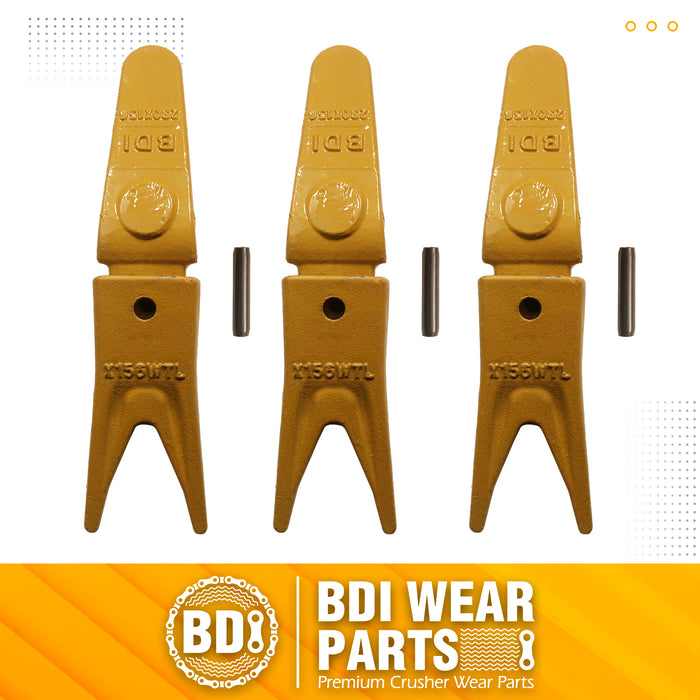 BDI Wear Parts Assembly 230X156 Backhoe Shank / X156WTL Bucket Teeth / P156 Flex Pin Bobcat Skid Steer Caterpillar Style for Mini Excavator - 3 Set