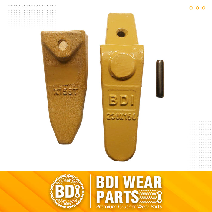 BDI Wear Parts Assembly 230X156 Backhoe Shank / X156T Bucket Teeth / P156 Flex Pin Bobcat Skid Steer Caterpillar Style for Mini Excavator - 1 Set
