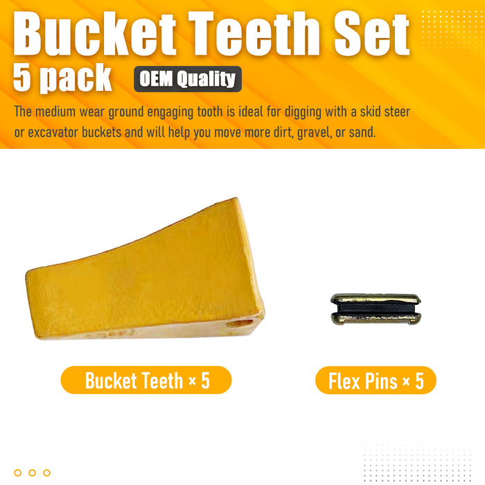 BDI Wear Parts TF23D D23P 5 Pack Bucket Teeth Claw Backhole Long Flexpins for Deere Case