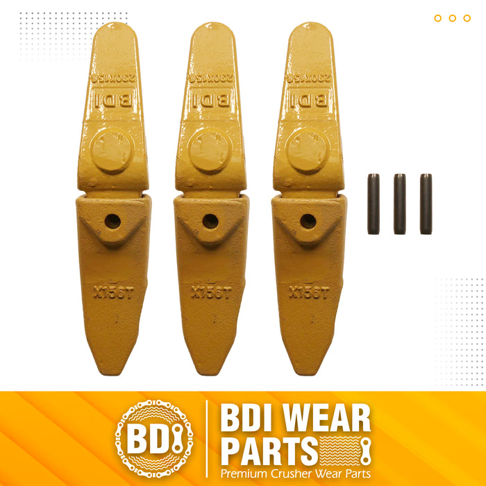 BDI Wear Parts Assembly 230X156 Backhoe Shank / X156T Bucket Teeth / P156 Flex Pin Bobcat Skid Steer Caterpillar Style for Mini Excavator - 3 Set