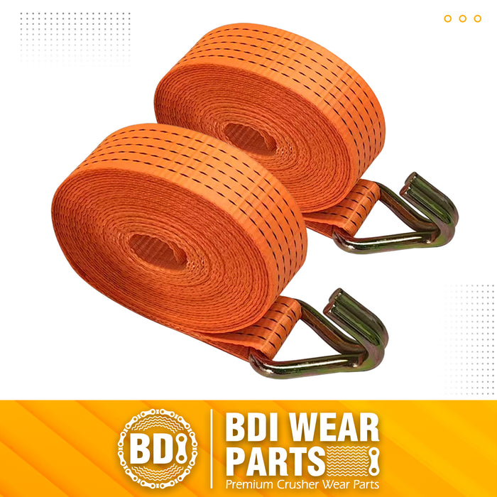 2" x16' Ratchet Straps Tie Down 8000LBS Break Strength, 2000 LBS Working Load, Double J Hook Heavy Duty Cargo Strap for Moving Appliances, Lawn Equipment, Trailer and Securing Cargo - 2 Pack