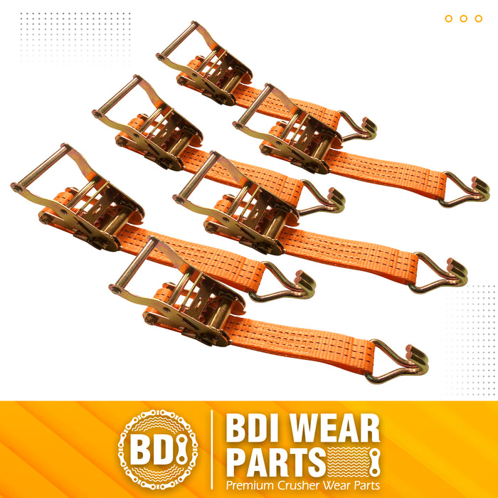 1.5" x9.5' Ratchet Straps Tie Down 4000LBS Break Strength, 1300 LBS Working Load, Double J Hook Heavy Duty Cargo Strap for Moving Appliances, Lawn Equipment, Hauling, Trailer, Securing Cargo - 6 Pack