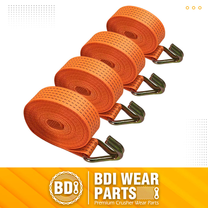 2" x26' Ratchet Straps Tie Down 10000LBS Break Strength, 3000 LBS Working Load, Double J Hook Heavy Duty Cargo Strap for Moving Motorcycle, Hauling, ATV, UTV, Trailer and Securing Cargo - 4 Pack