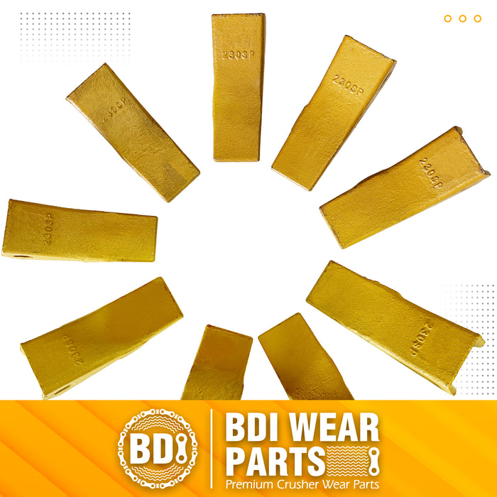 BDI Wear Parts 23 230 Series 230S Bucket Teeth Replacement Teeth for Bobcat Bucket Tooth with 23p Flex Pin for Hensley Excavator - 10 Pack