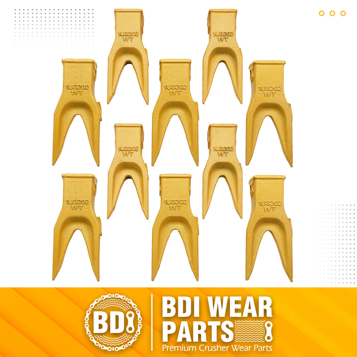 BDI Wear Parts 1U3202WTL Hensley Style Bucket Teeth for Excavator Buckets Caterpillars Tractor Bucket Teeth for Loader Skid Steer (10 Pack)
