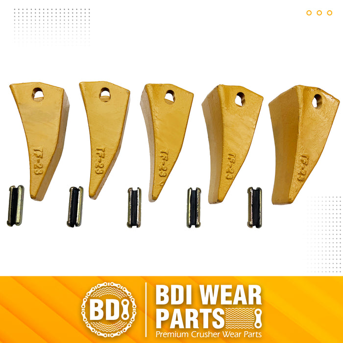 BDI Wear Parts TF23D D23P 5 Pack Bucket Teeth Claw Backhole Long Flexpins for Deere Case