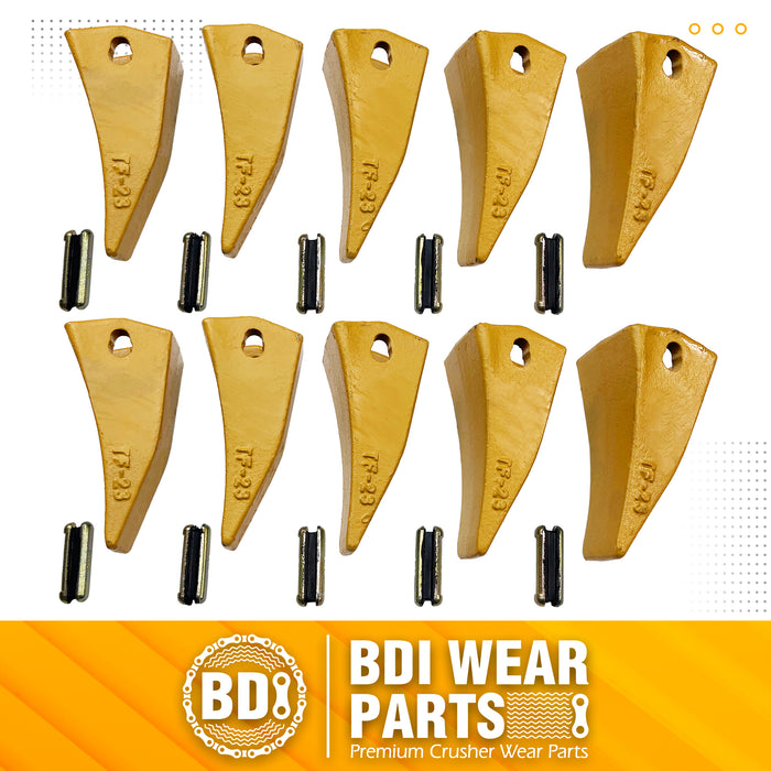 BDI Wear Parts TF23D D23P 10 Pack Bucket Teeth Claw Backhole Long Flexpins for Deere Case