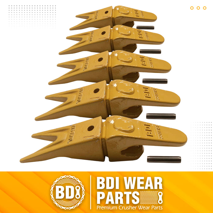 BDI Wear Parts Assembly 230X156 Backhoe Shank / X156WTL Bucket Teeth / P156 Flex Pin Bobcat Skid Steer Caterpillar Style for Mini Excavator - 5 Set