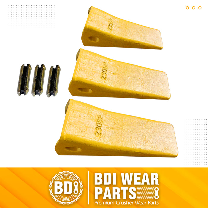 BDI WEAR PARTS Forged 230SP Bucket Teeth with TF23P Flex Pins For 23 & 230 Series skid steer loaders and excavators (3-PACK)