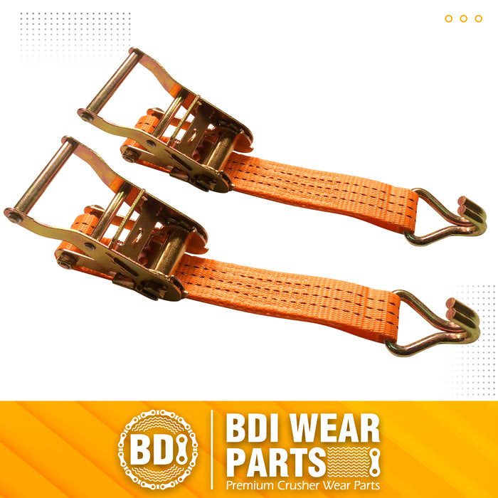 1.5" x16' Ratchet Straps Tie Down 6000LBS Break Strength, 2000 LBS Working Load, Double J Hook Heavy Duty Cargo Strap for Moving Appliances, Lawn Equipment, Hauling, Trailer, Securing Cargo - 2 Pack