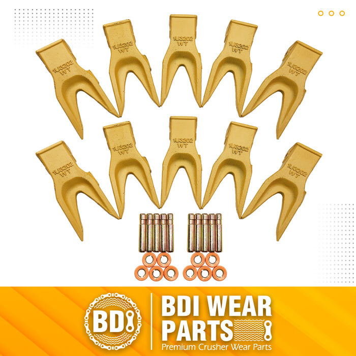BDI Wear Parts 1U3202WTL Hensley Style Bucket Teeth for Excavator Buckets Caterpillars Tractor Bucket Teeth for Loader Skid Steer (10 Pack)