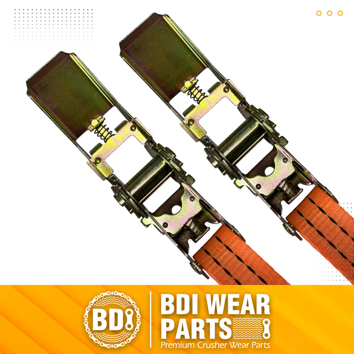 BDI Wear Parts 1" x16' Ratchet Straps Tie Down 3000LBS Break Strength, 800 LBS Working Load, Double J Hook Heavy Duty Cargo Strap for Moving Appliances, Lawn Equipment, Hauling, Trailer - 4 Pack