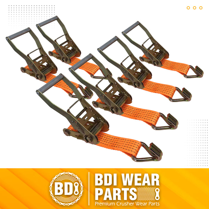 2" x16' Ratchet Straps Tie Down 8000LBS Break Strength, 2000 LBS Working Load, Double J Hook Heavy Duty Cargo Strap for Moving Appliances, Lawn Equipment, Trailer and Securing Cargo - 6 Pack