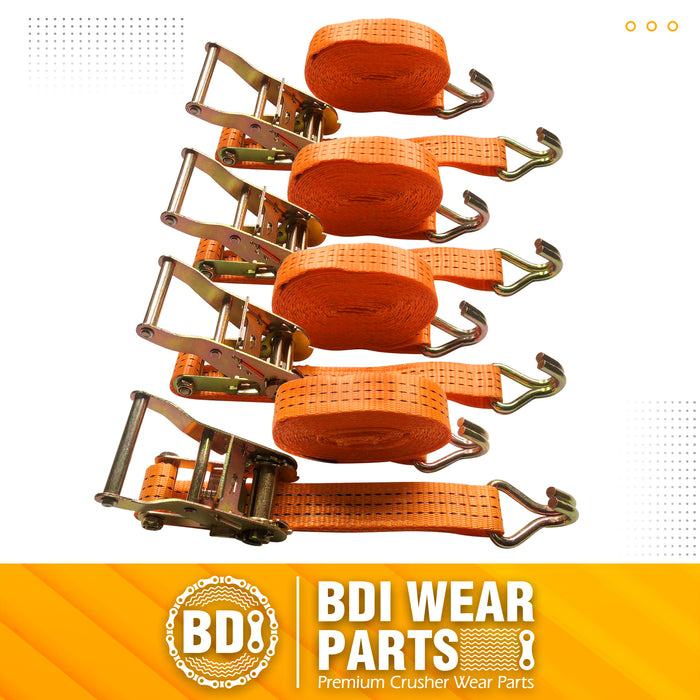 1.5" x9.5' Ratchet Straps Tie Down 4000LBS Break Strength, 1300 LBS Working Load, Double J Hook Heavy Duty Cargo Strap for Moving Appliances, Lawn Equipment, Hauling, Trailer, Securing Cargo - 4 Pack