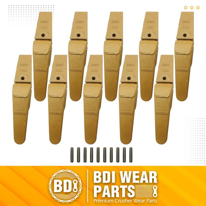 BDI Wear Parts Assembly Adapter 552X156 Bolt On Shank / X156 Bucket Teeth / P156 Flex Pin for Bobcat Skid Steer Caterpillar Hensley Style Mini Excavator - 10 Set