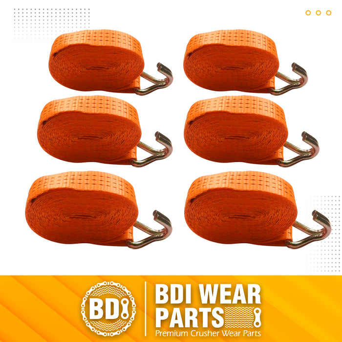 1.5" x16' Ratchet Straps Tie Down 4000LBS Break Strength, 1300 LBS Working Load, Double J Hook Heavy Duty Cargo Strap for Moving Appliances, Lawn Equipment, Hauling, Trailer, Securing Cargo - 6 Pack