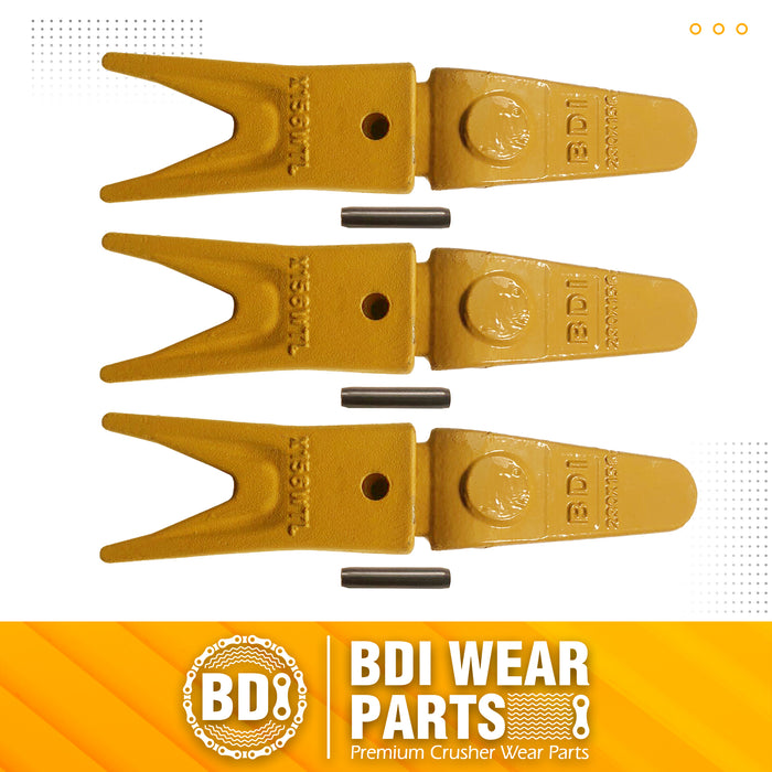 BDI Wear Parts Assembly 230X156 Backhoe Shank / X156WTL Bucket Teeth / P156 Flex Pin Bobcat Skid Steer Caterpillar Style for Mini Excavator - 5 Set