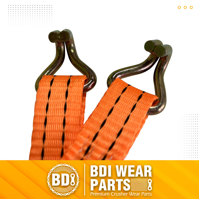 BDI Wear Parts 1" x9.5' Ratchet Straps Tie Down 2000LBS Break Strength, 600 LBS Working Load, Double J Hook Heavy Duty Cargo Strap for Moving Appliances, Lawn Equipment, Securing Cargo - 4 Pack