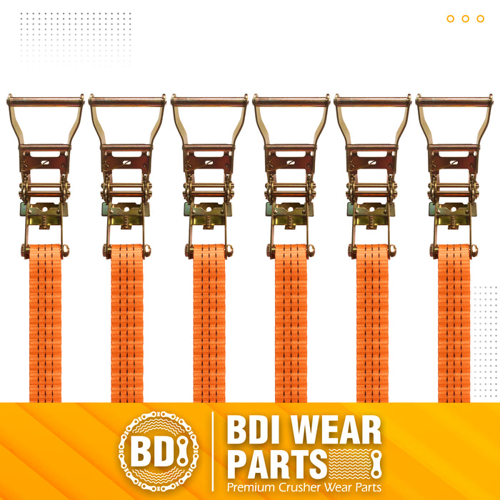 1.5" x16' Ratchet Straps Tie Down 6000LBS Break Strength, 2000 LBS Working Load, Double J Hook Heavy Duty Cargo Strap for Moving Appliances, Lawn Equipment, Hauling, Trailer, Securing Cargo - 6 Pack