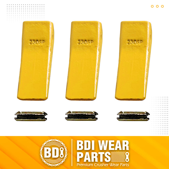 BDI WEAR PARTS Forged 230SP Bucket Teeth with TF23P Flex Pins For 23 & 230 Series skid steer loaders and excavators (3-PACK)