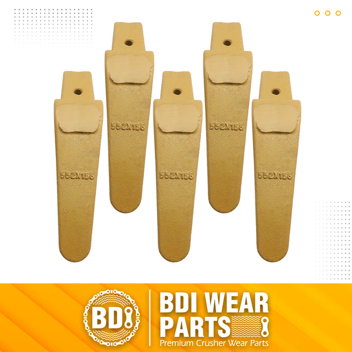 BDI Wear Parts Assembly Adapter 552X156 Bolt On Shank / X156 Bucket Teeth / P156 Flex Pin for Bobcat Skid Steer Caterpillar Hensley Style Mini Excavator - 5 Set