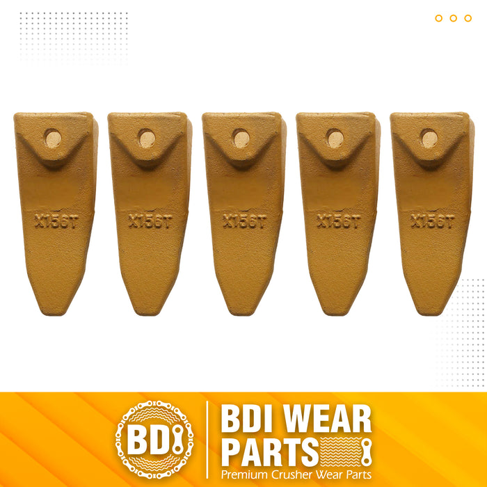 BDI Wear Parts Assembly 230X156 Backhoe Shank / X156T Bucket Teeth / P156 Flex Pin Bobcat Skid Steer Caterpillar Style for Mini Excavator - 5 Set