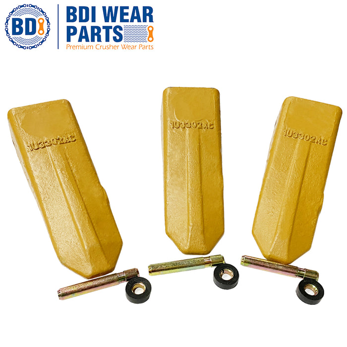 BDI Wear Parts 1U3302RC J300 Style Rock Chisel Bucket Teeth with Pins and Retainers for CAT- 5 Pack