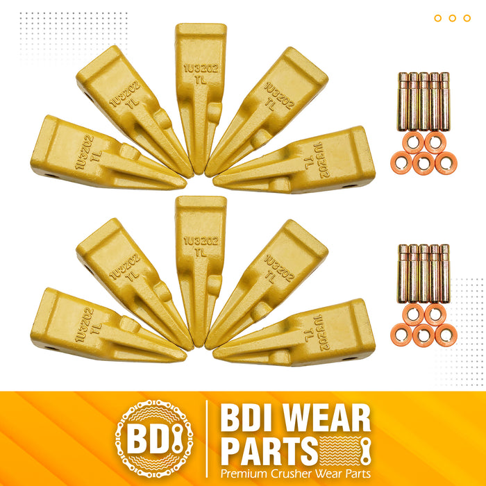 BDI Wear Parts 1U3202TL Hensley Style Bucket Teeth for Excavator Buckets Caterpillars Tractor Bucket Teeth for Skid Steer Loader Bucket (10 Pack)