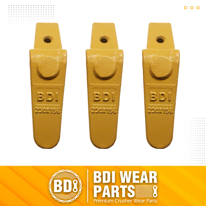 BDI Wear Parts Assembly 230X156 Backhoe Shank / X156WTL Bucket Teeth / P156 Flex Pin Bobcat Skid Steer Caterpillar Style for Mini Excavator - 3 Set