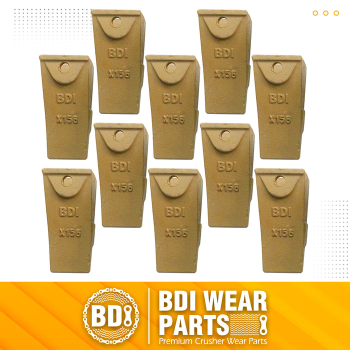 BDI Wear Parts Assembly Adapter 552X156 Bolt On Shank / X156 Bucket Teeth / P156 Flex Pin for Bobcat Skid Steer Caterpillar Hensley Style Mini Excavator - 10 Set