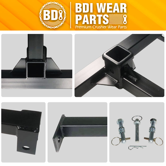 BDI Wear Parts 3 Point Trailer Hitch with 2" Receiver for Category 1 Tow Tractors Gooseneck Drawbar Adapter, Heavy Duty Black Standard Towing Hitch Attachment