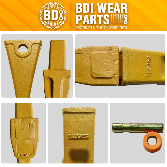 BDI Wear Parts Assembly Bucket Teeth 1U3252 / Adapter 6Y3254 / Pins for Caterpillars J250-5 Set