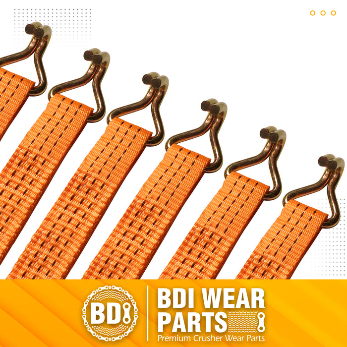 1.5" x9.5' Ratchet Straps Tie Down 4000LBS Break Strength, 1300 LBS Working Load, Double J Hook Heavy Duty Cargo Strap for Moving Appliances, Lawn Equipment, Hauling, Trailer, Securing Cargo - 6 Pack
