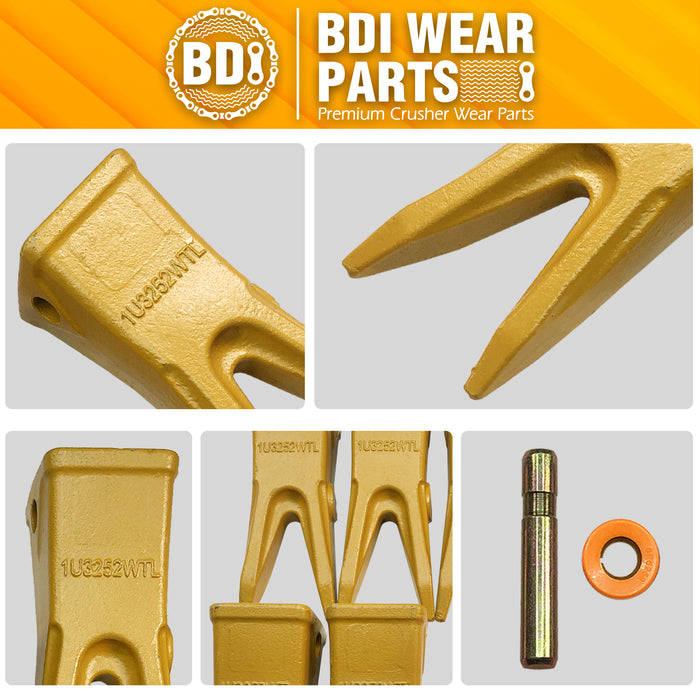 BDI Wear Parts 1U3252WTL Hensley Style Bucket Teeth for Excavator Buckets Tractor Bucket Tooth for Skid Steer for Caterpillars - 10Pack