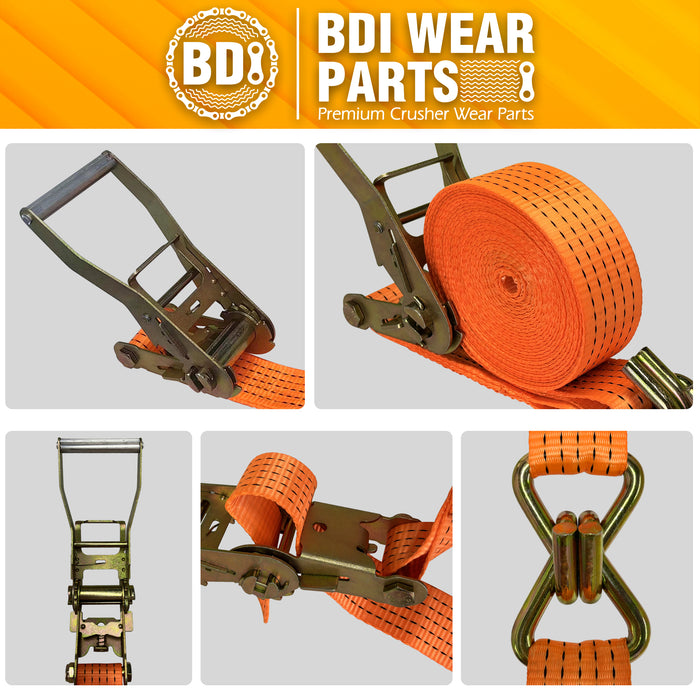 2" x16' Ratchet Straps Tie Down 10000LBS Break Strength, 3000 LBS Working Load, Double J Hook Heavy Duty Cargo Strap for Moving Appliances, Lawn Equipment, Hauling, Trailer, Securing Cargo - 2 Pack