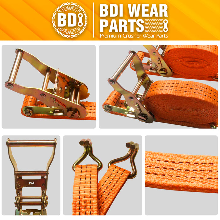 1.5" x16' Ratchet Straps Tie Down 4000LBS Break Strength, 1300 LBS Working Load, Double J Hook Heavy Duty Cargo Strap for Moving Appliances, Lawn Equipment, Hauling, Trailer, Securing Cargo - 4 Pack