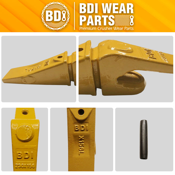BDI Wear Parts Assembly 230X156 Backhoe Shank / X156WTL Bucket Teeth / P156 Flex Pin Bobcat Skid Steer Caterpillar Style for Mini Excavator - 5 Set
