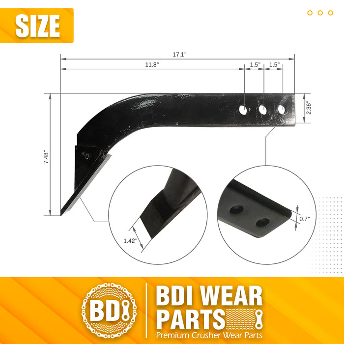 BDI Wear Parts Box Blade Ripper Shank, 17" Box Blade Ripper Teeth with Adjustable 3 Holes Shanks, Rippers/Scarifier Tooth for Replacement, Tilling, Digging - 5 PK