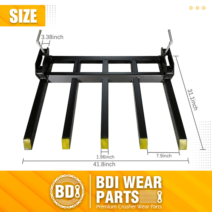 BDI Wear Parts Debris Forks to 48" Bucket, Clamp on Pallet Forks 2500 lbs Loading Capacity, 21" Length Heavy Duty Clamp-On Pallet Fork for Loader Skidsteer Tractor Attachments