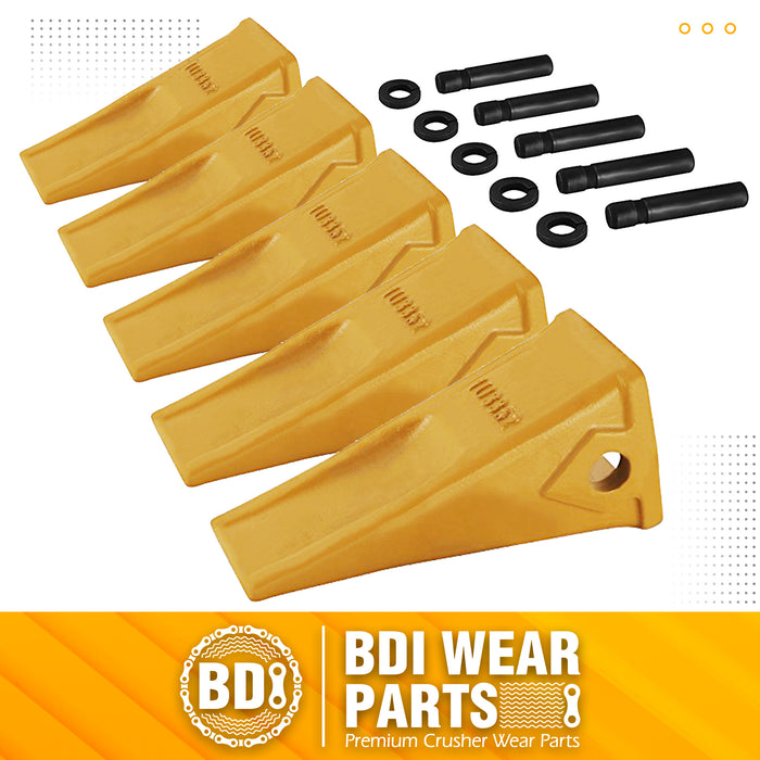BDI Wear Parts 5 Pack Bucket Teeth 1U3352 Pins 8E6358 8E6359 Fits for Tractor Bucket Teeth Pins Retailers Excavator Caterpillar