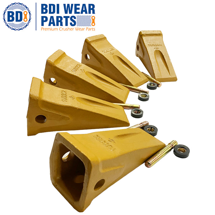 BDI Wear Parts 1U3302 CAT Caterpillar Style 5 Pack Long Tip Bucket Teeth with Pins and Retainers