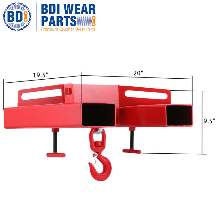 BDI Wear Parts Forklift Lifting Hook 4400lbs Capacity Forklift Lifting Hoist Red Forklift Mobile Crane with Swivel Hook and Two Large T-Screws