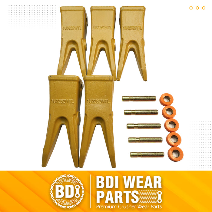 BDI Wear Parts 1U3252WTL Tractor Bucket Teeth Bucket Rock Tooth Backhoe/Loader Bucket Dirt Teeth/Tooth for Cat J250 Excavator - 5Pack