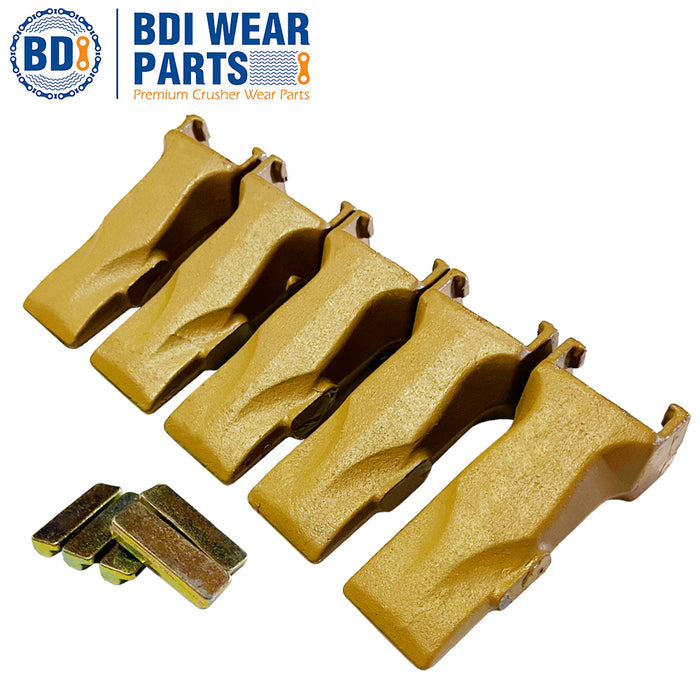 BDI Wear Parts 5 Pack V17SYL Esco Super V Style Dirt Bucket Teeth with V17PN Set Series Digging Tooth for Excavator Backhoe Loader