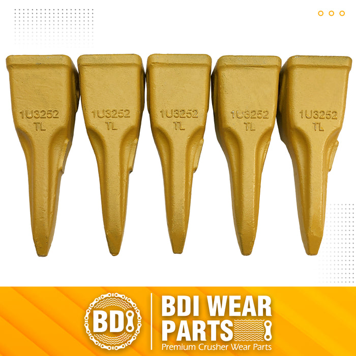 BDI Wear Parts 1U3252TL Backhoe Bucket Teeth (5 Pack) Caterpillars J250 with Pins for Mini Excavator Buckets